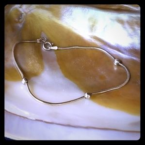 Sterling Silver 3 Ball Bracelet - 7 in - Italian